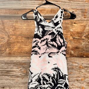 Express Black and Pink Leaf Print Sleeveless